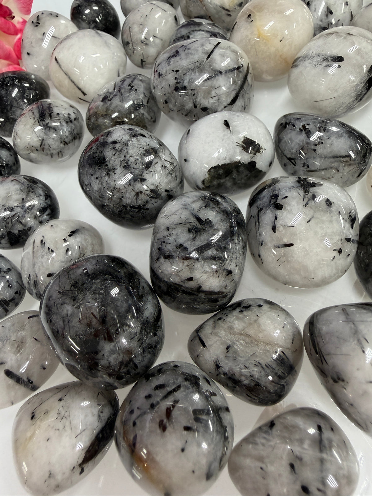 Wholesale Lot 2 Lbs Natural Tourmalinated Quartz Tumble Healing Energy Nice Quality