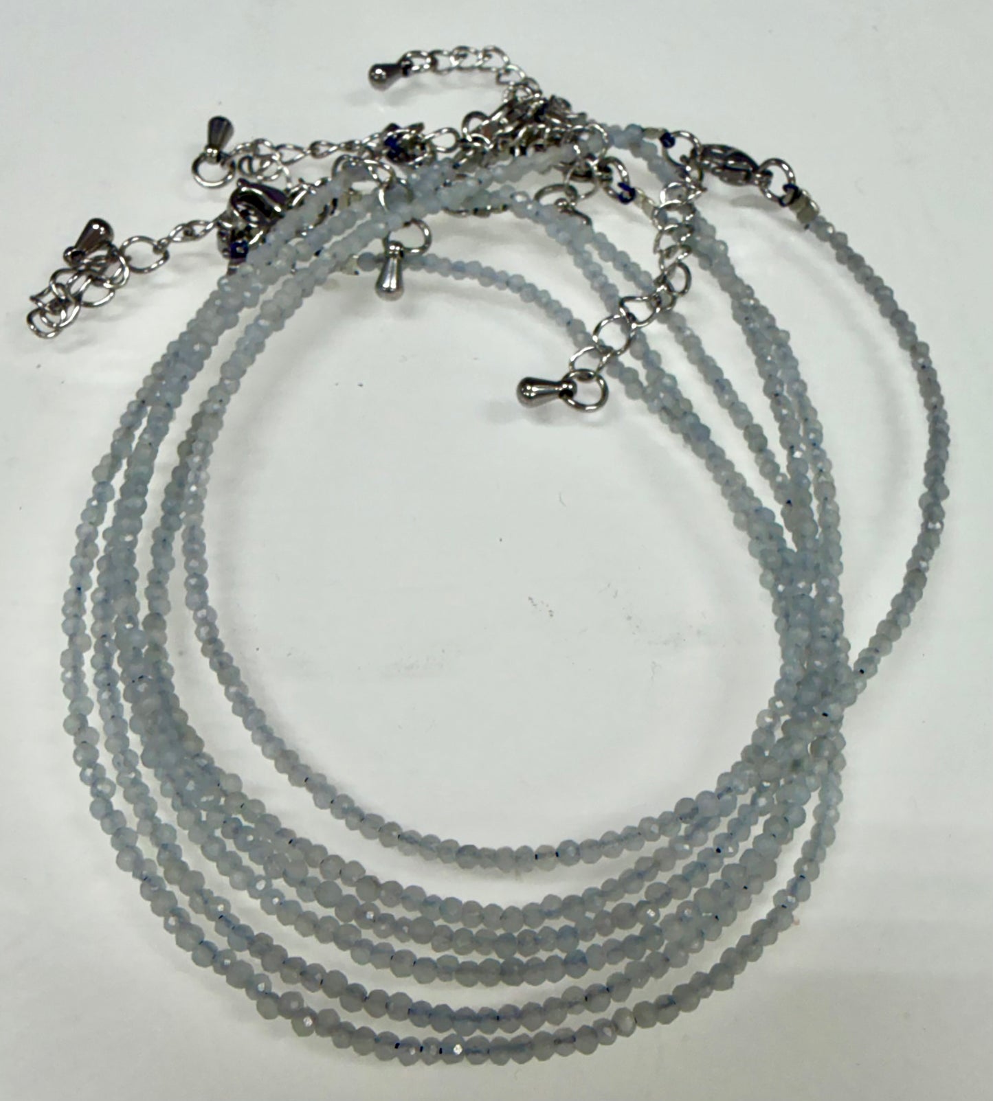 6 PCs 2mm Angelite Anklets Natural Crystal Healing Energy