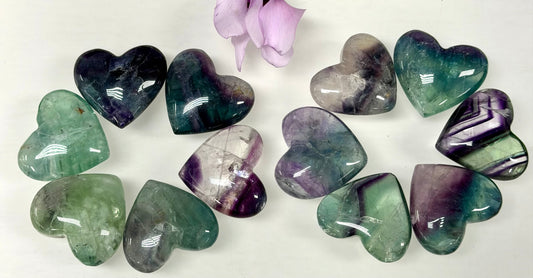 Wholesale Lot 12 Pcs 3cm Natural Fluorite Crystal Heart Healing Energy