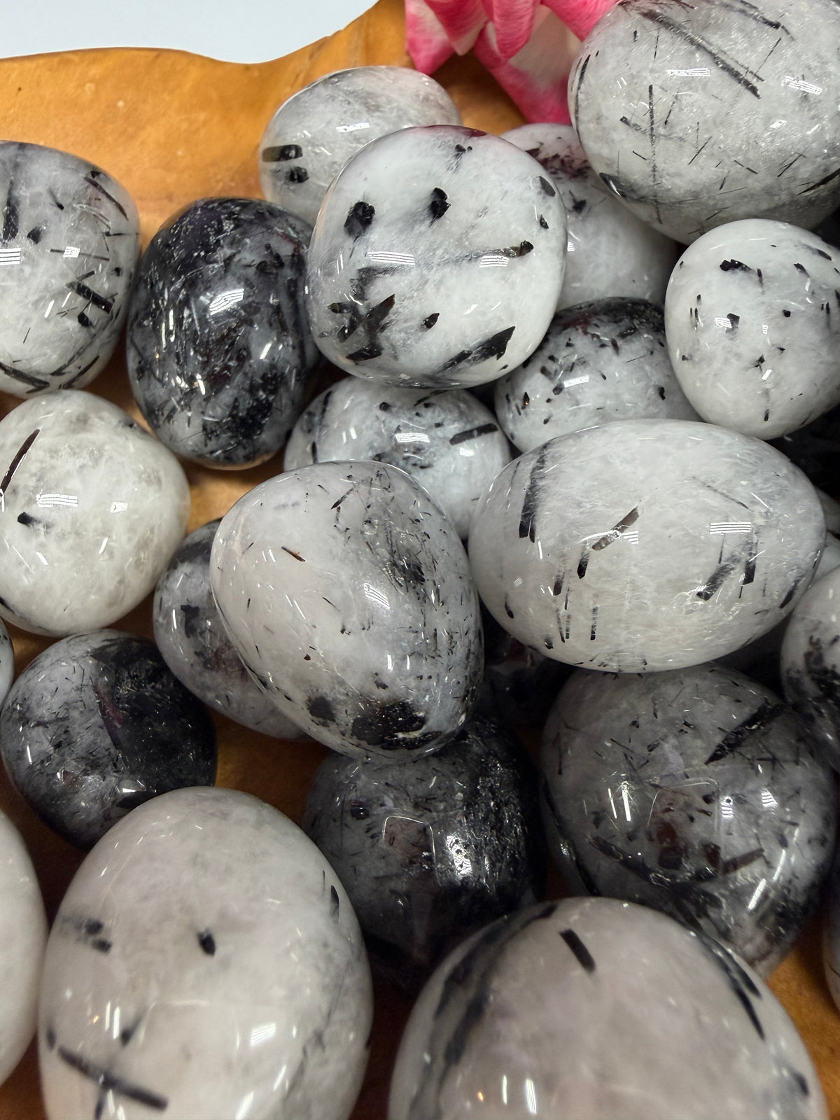 Wholesale Lot 2 Lbs Natural Tourmalinated Quartz Tumble Healing Energy Nice Quality