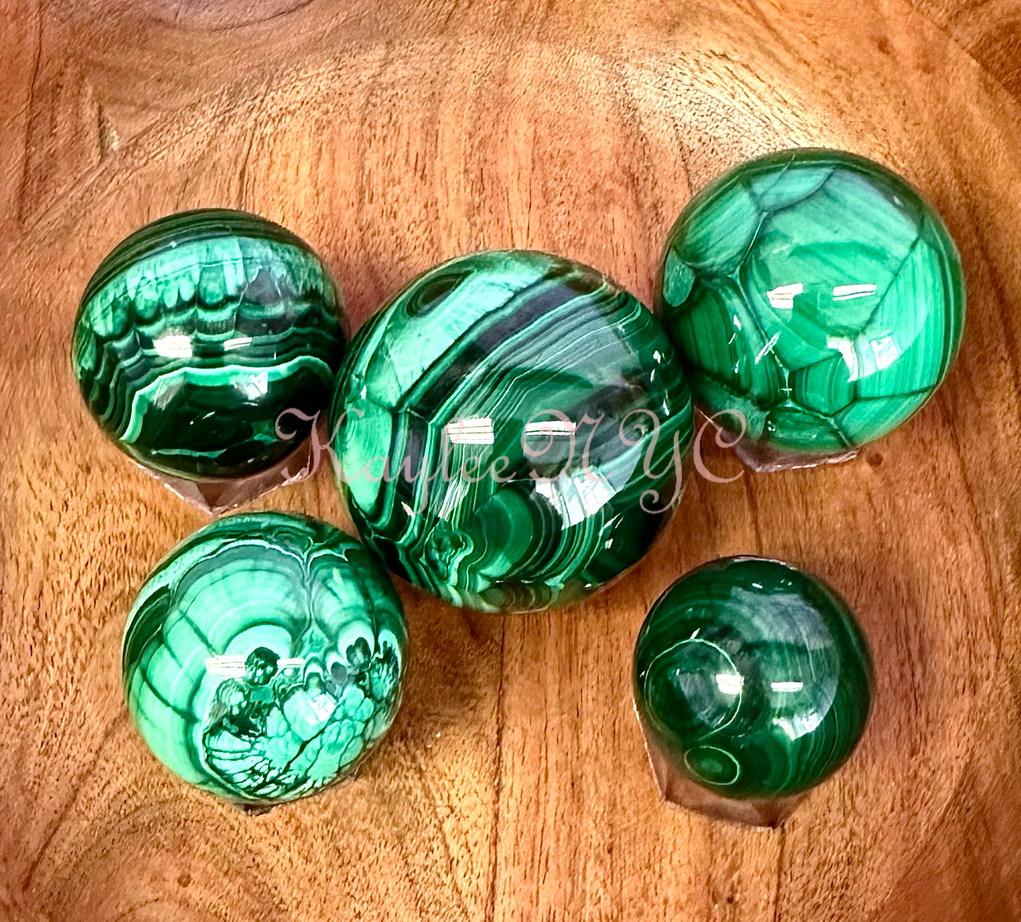 Wholesale 5 PCs Natural Malachite Spheres Crystal Ball Healing Energy