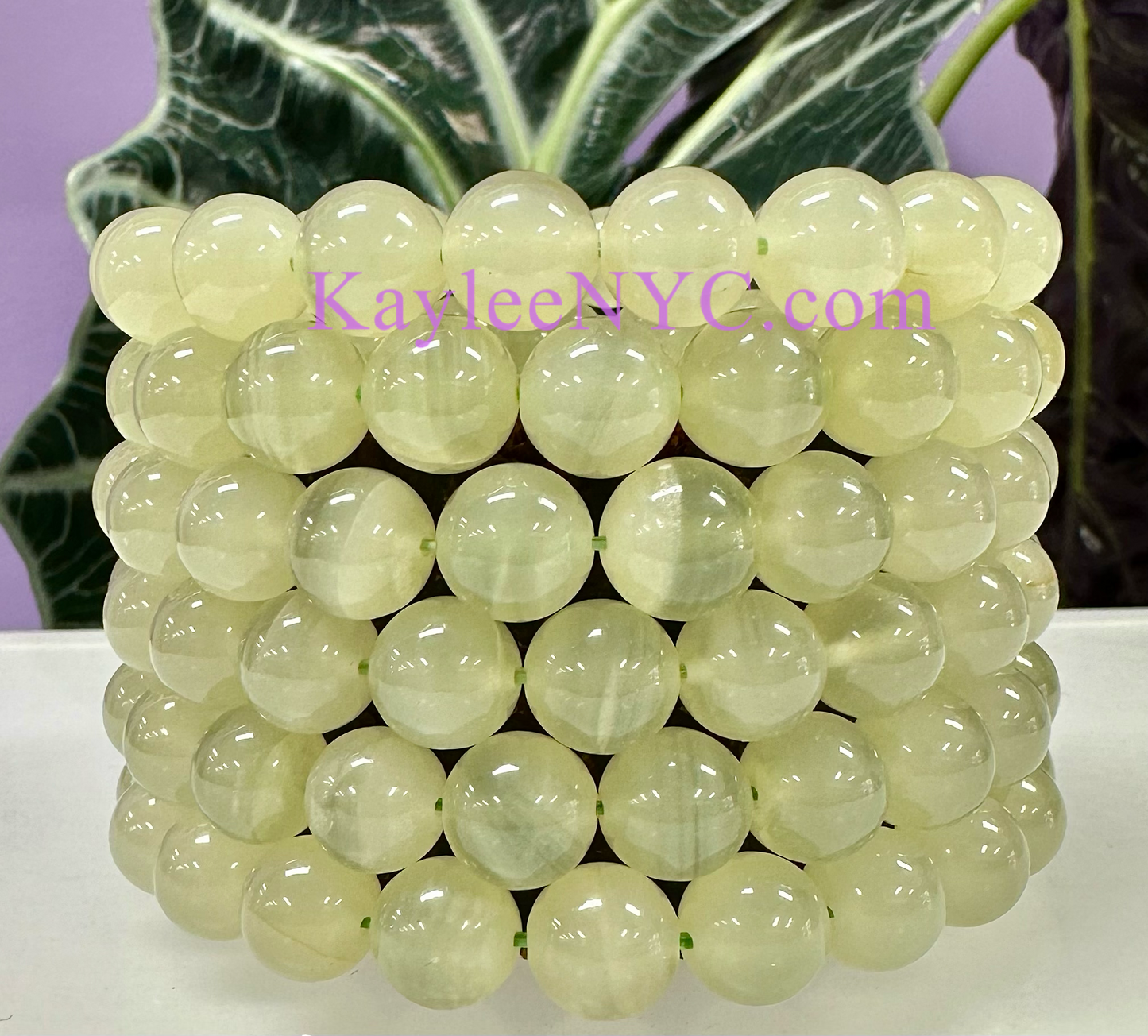 6 PCs 10mm Natural Green Onyx Stretch Bracelet 8”