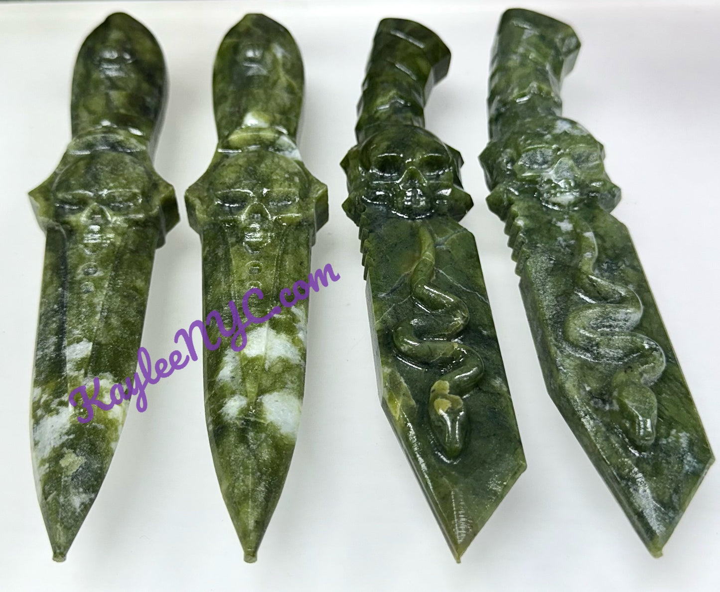 Wholesale Lot 4 pcs Natural Nephrite Jade Knife Crystals Healing Energy