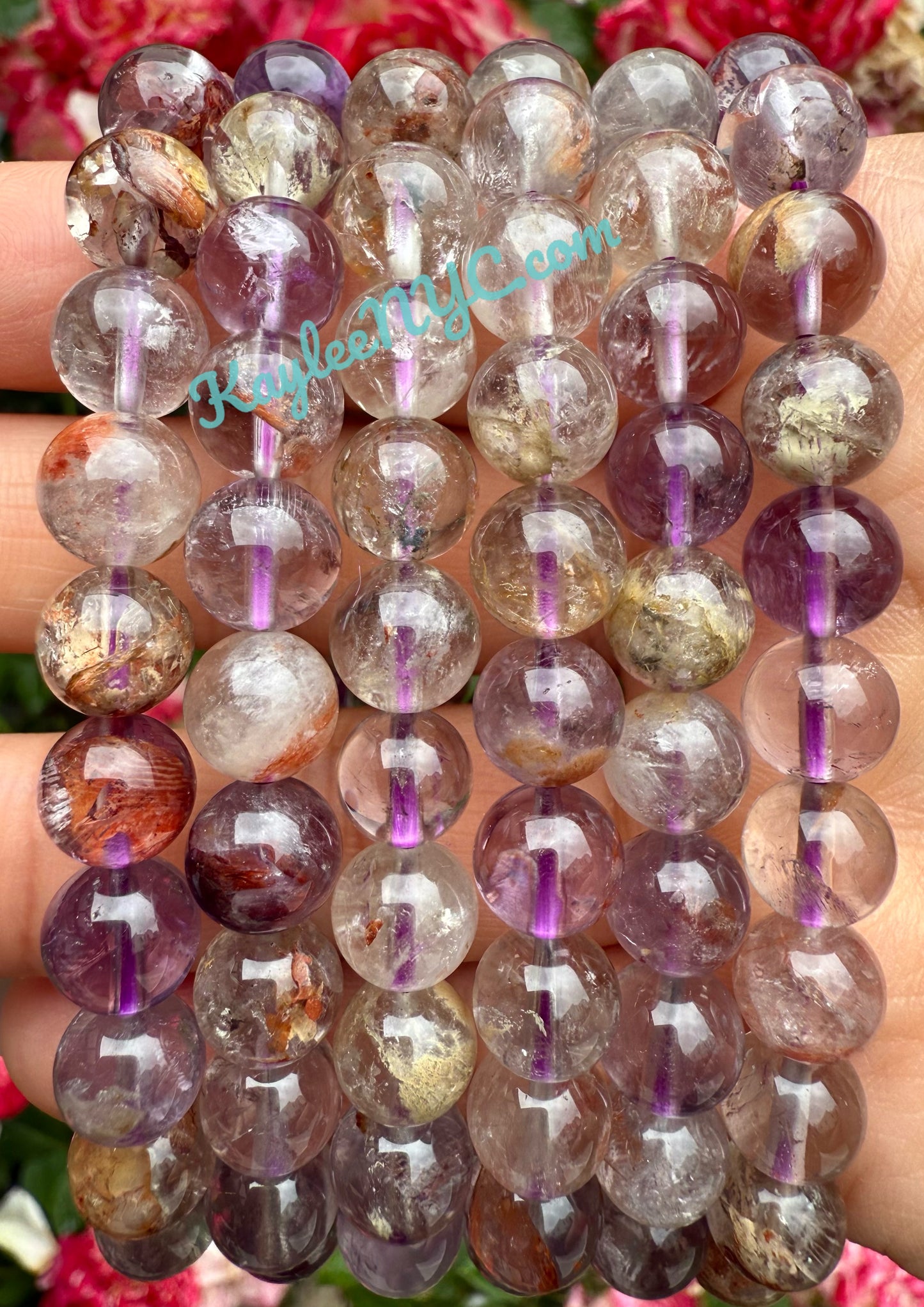 Wholesale 6 Pcs Natural Super Seven 8mm 7.5” Crystal Healing Stretch Bracelet