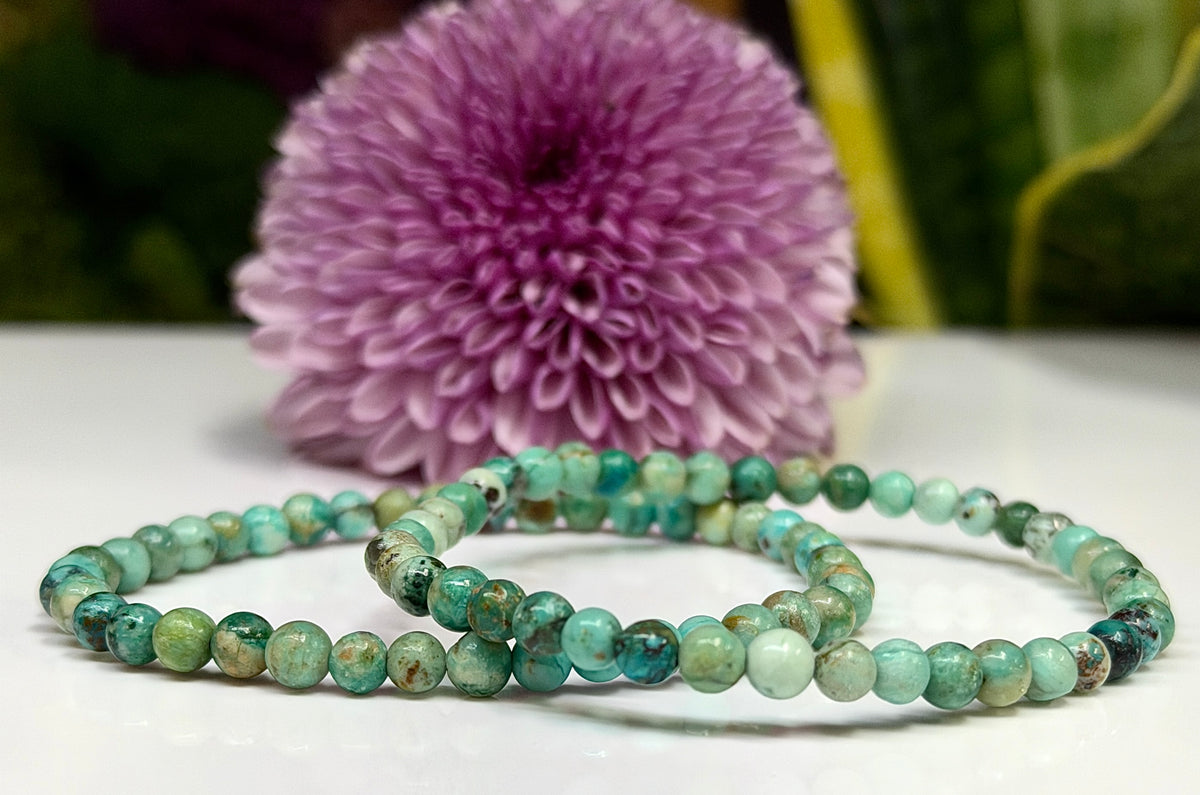 6 PCs 4mm Natural Turquoise Bracelet 7.5”