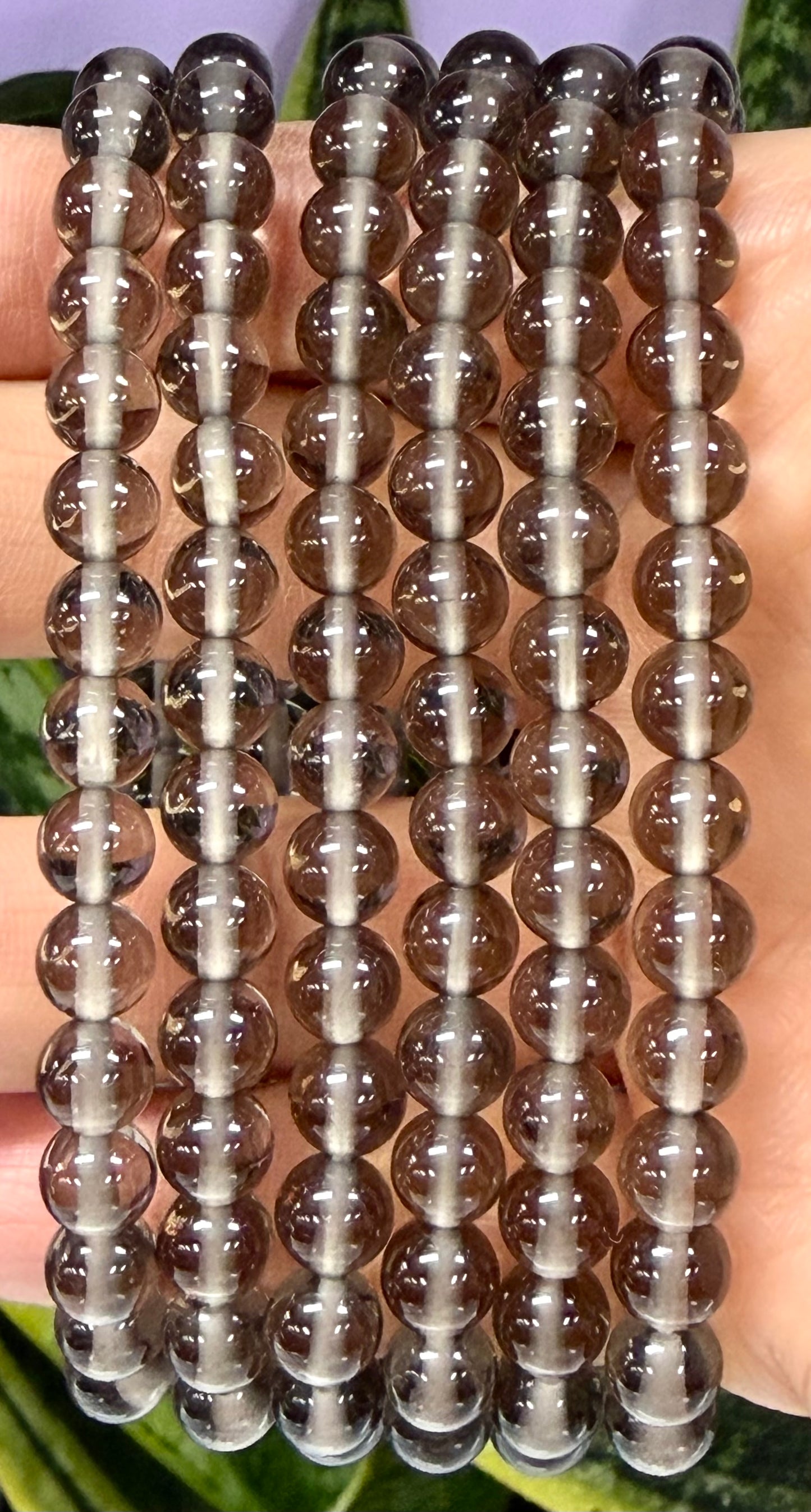Wholesale Lot 6 Pcs Natural Ice Obsidian 6mm 7.5” Crystal Healing Stretch Bracelet