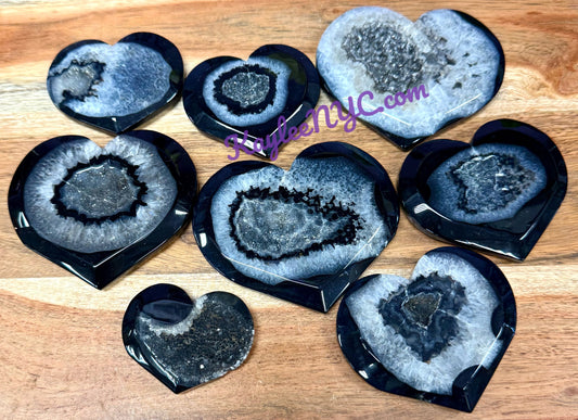 Wholesale Lot 2 lbs Natural Druzy Black Onyx Heart Crystal Healing Energy