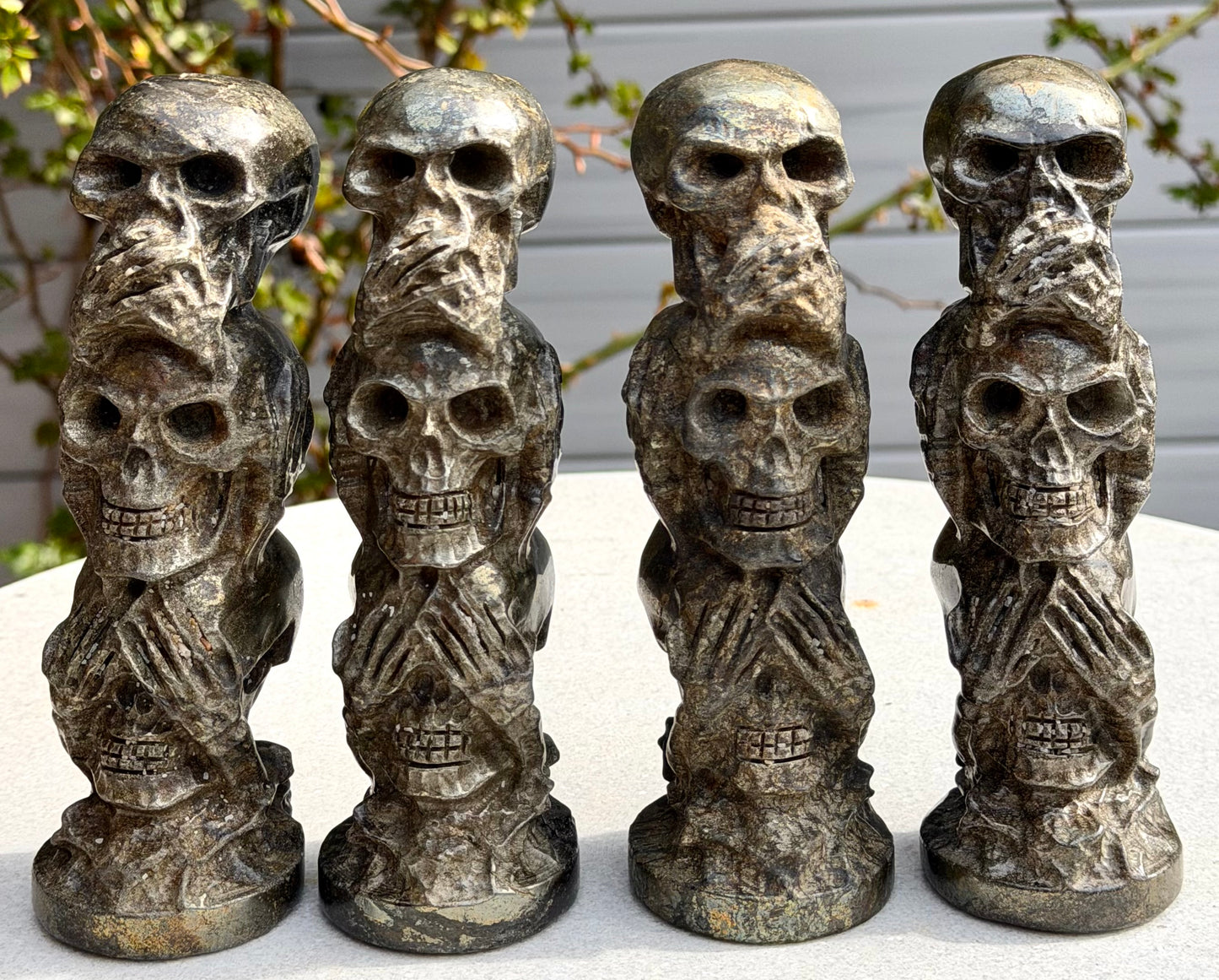 4 PCs 6” Natural Pyrite Skulls Crystal Healing Energy