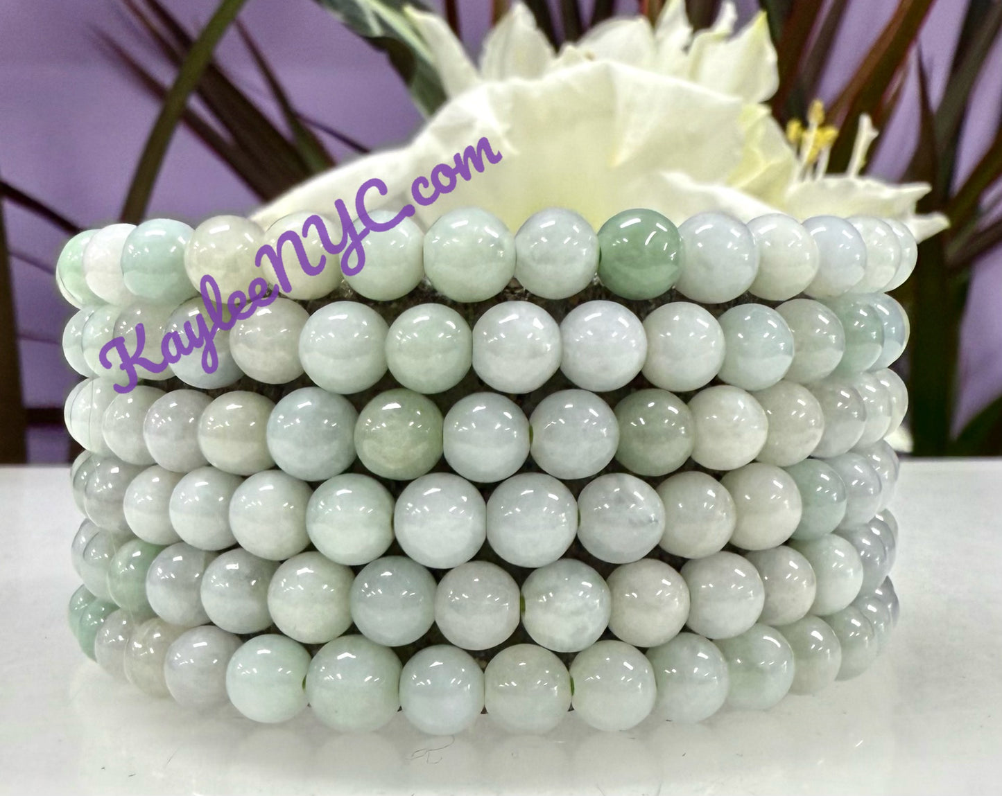 Wholesale 6 Pcs Natural Burma Jade 5.5mm 7.5” Crystal Healing Stretch Bracelet