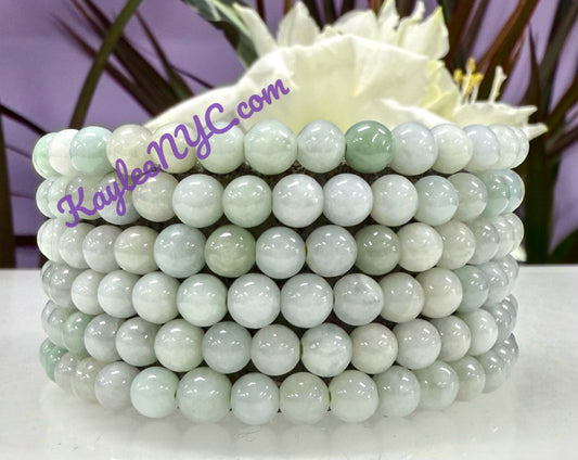 Wholesale 6 Pcs Natural Burma Jade 5.5mm 7.5” Crystal Healing Stretch Bracelet
