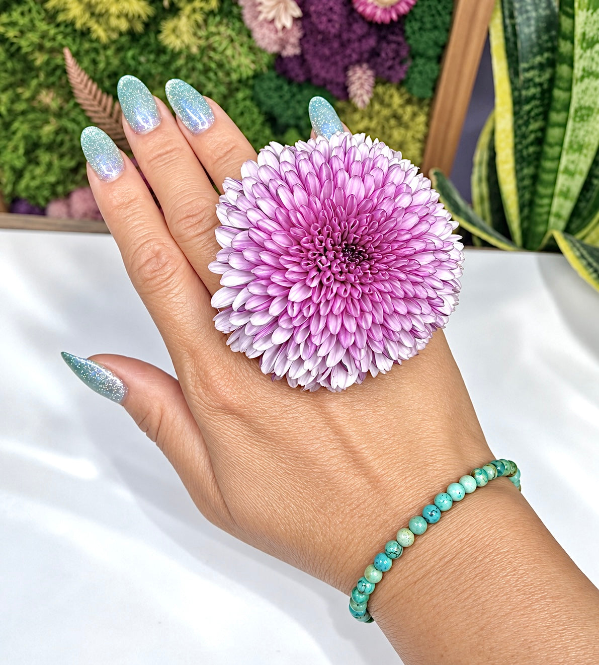 6 PCs 4mm Natural Turquoise Bracelet 7.5”