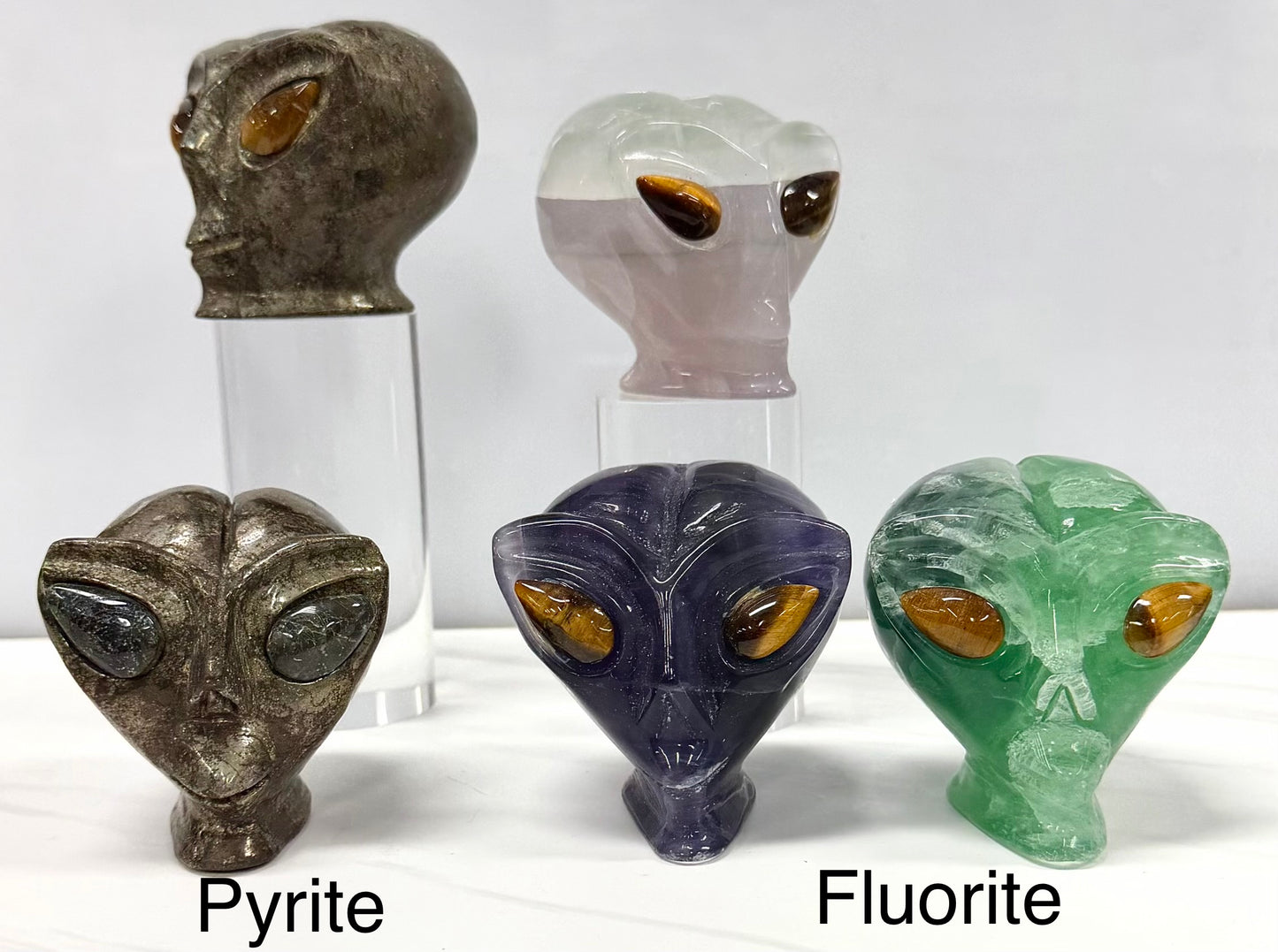 4 PCs Natural Mix Crystal Alien Head 7cm Healing Energy