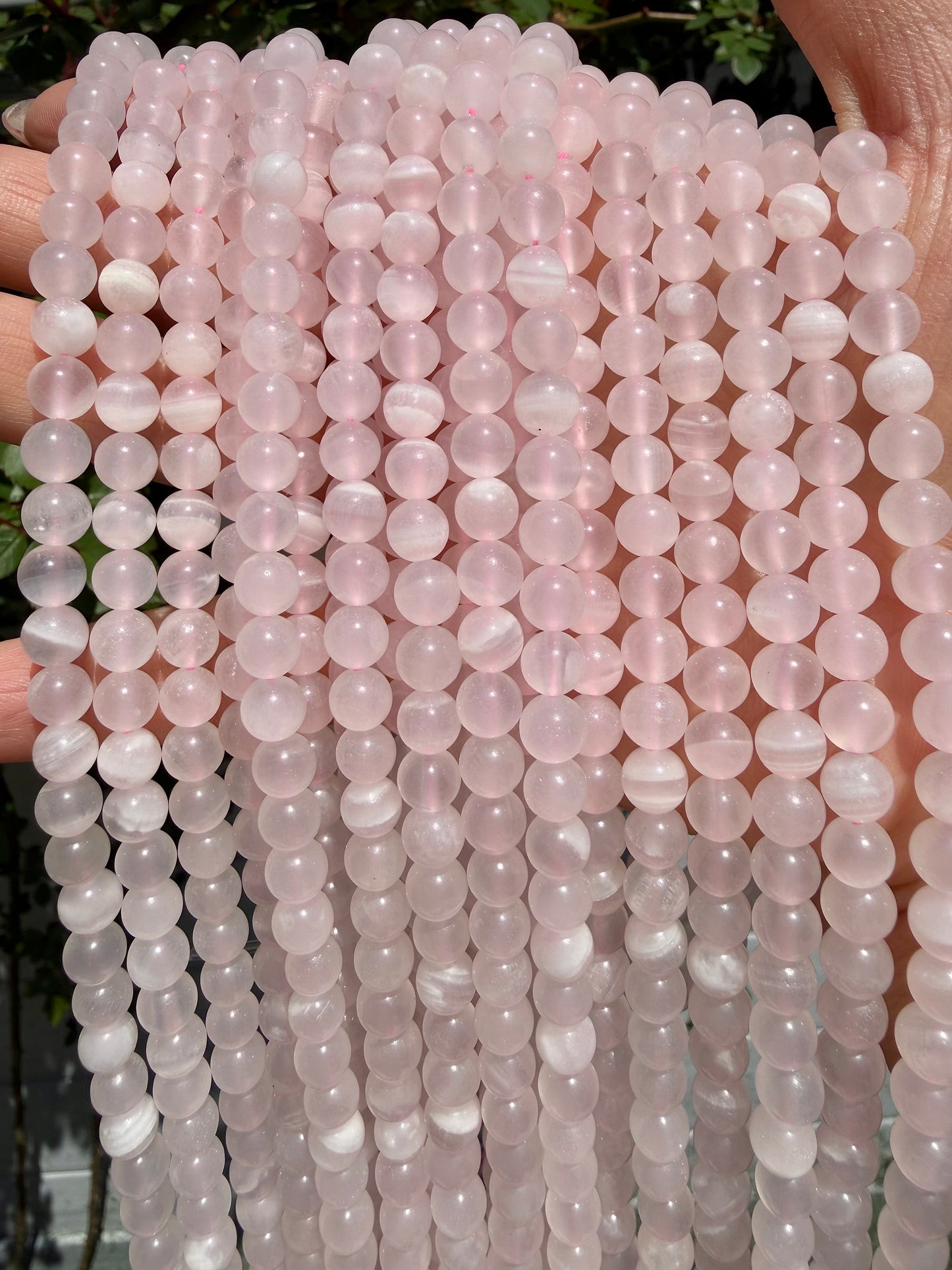 3 strands 6mm Natural Mangano Calcite Beads