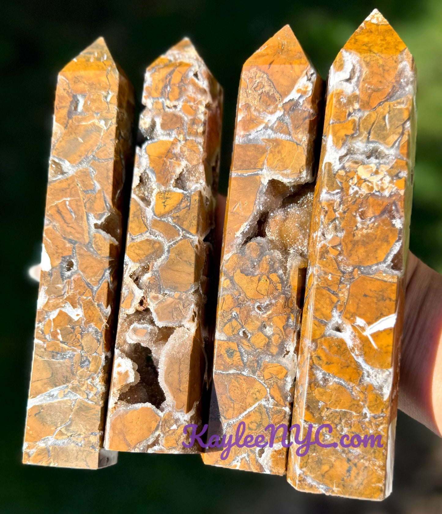 Wholesale Lot 4 pcs large Natural Brecciated Jasper obelisk Tower Point Crystal Healing Energy 3.9-4lbs
