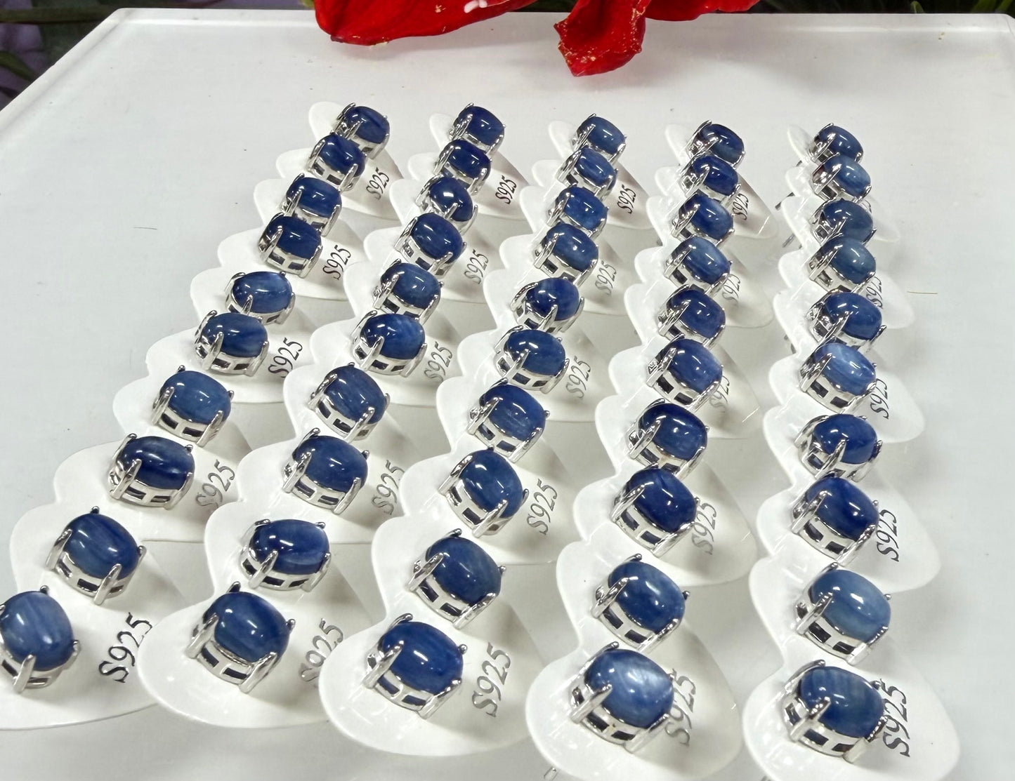 Wholesale Lot 5 Pairs Natural Blue Kyanite Sterling Silver(925) Earring Studs 6x8mm