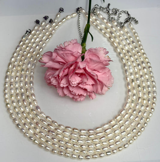 6 PCs 6 pcs ~5.5mm Natural Freshwater Pearl Necklace Healing Energy