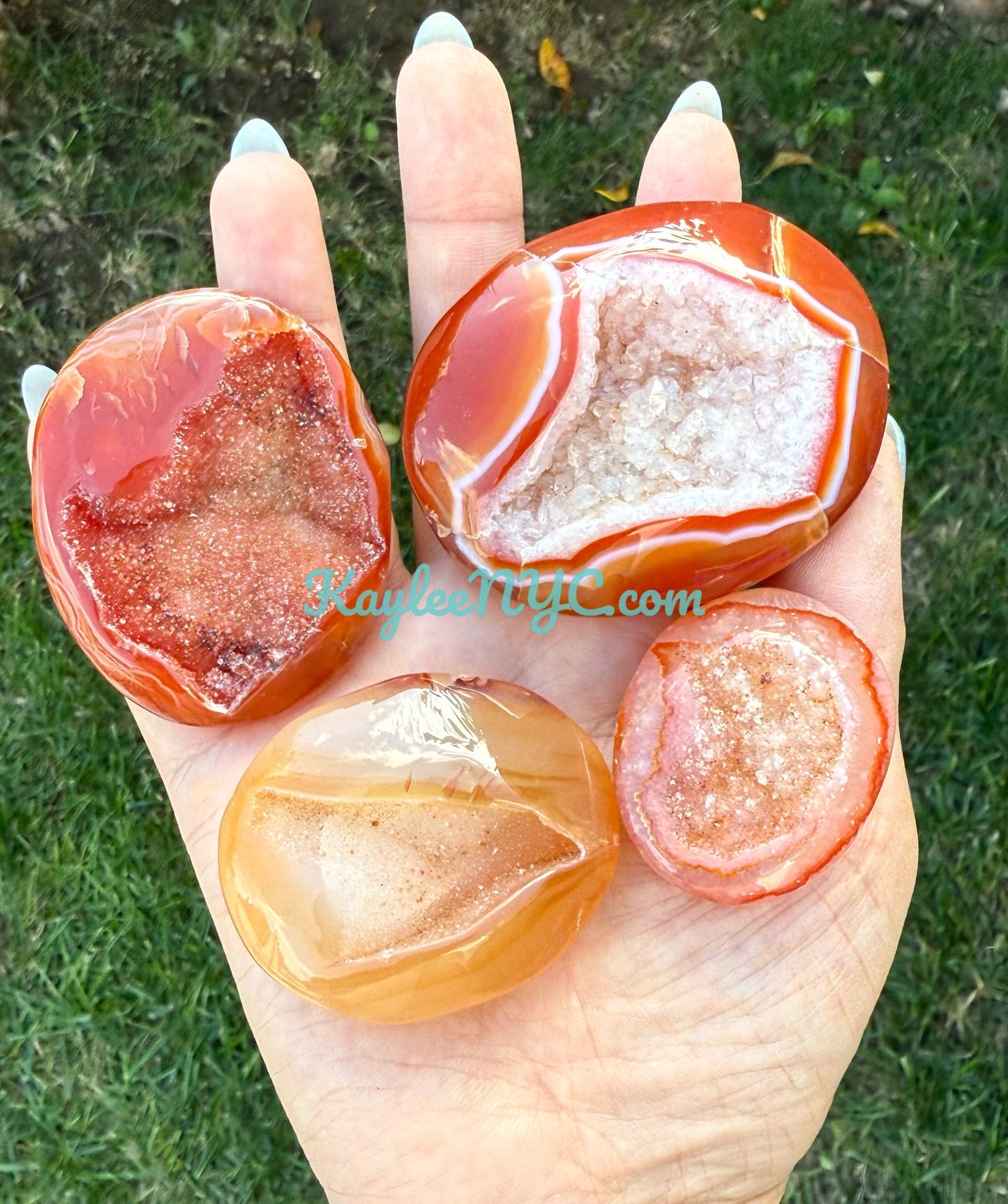 Wholesale 2 Lb Lot Natural Druzy Carnelian Palm Stones Crystal Energy