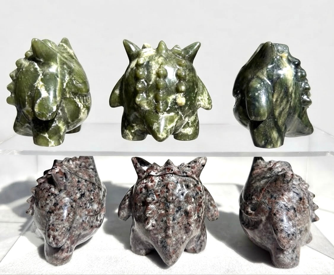 Wholesale Lot 6 PCs Natural Nephrite Jade & Yooperlite Cartoon Monster Ghost Jangar Crystal Healing Energy