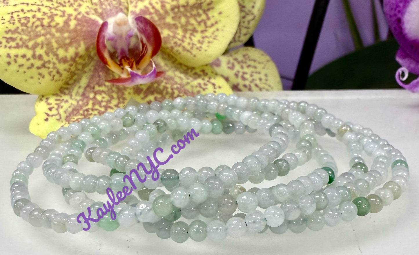 Wholesale Lot 6 Pcs Natural Jade 3.8mm 7.5” Crystal Healing Stretch Bracelet