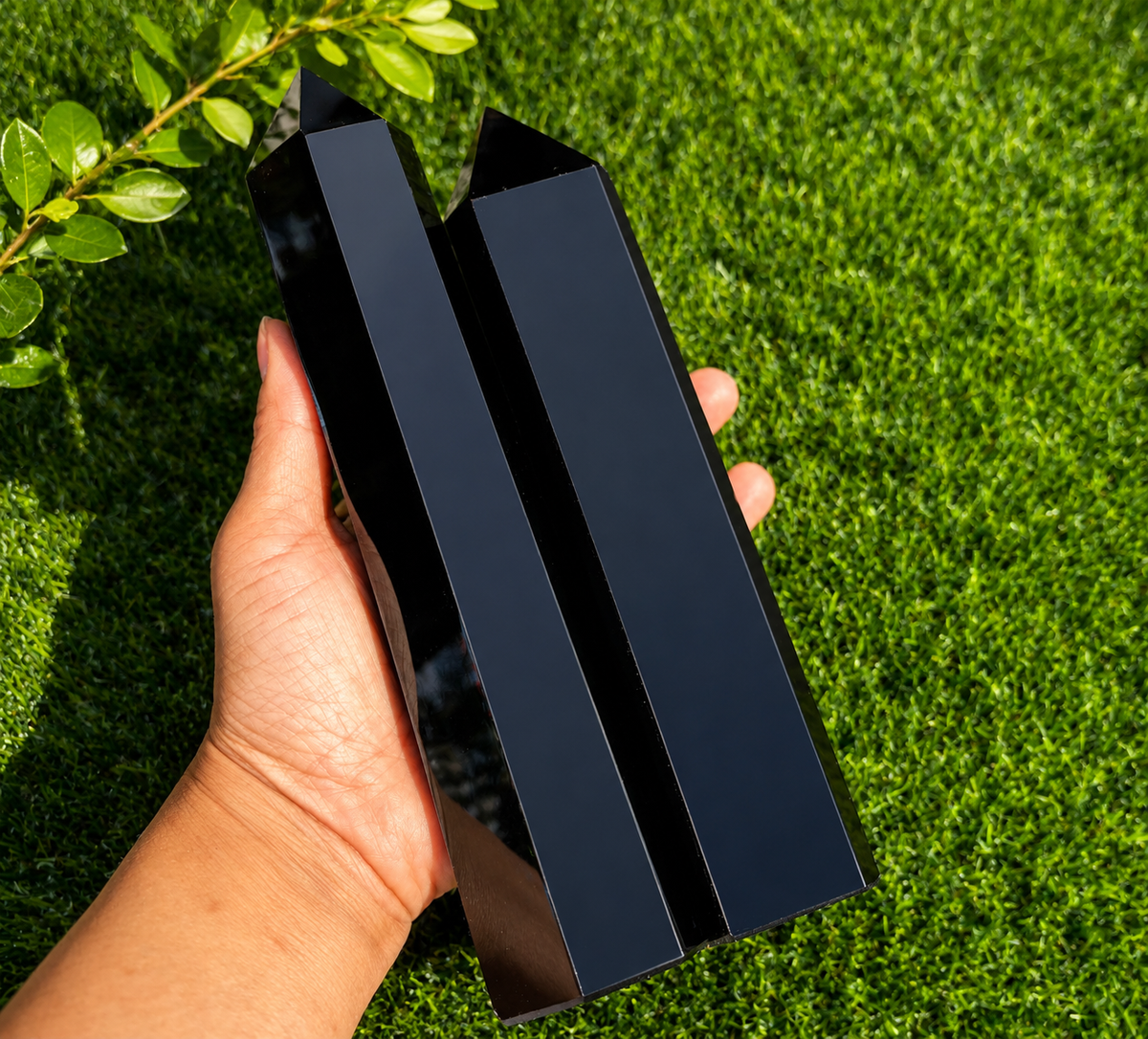 3 PCs large Black Obsidian Obelisk Tower Obelisk 4.4-4.7 lbs