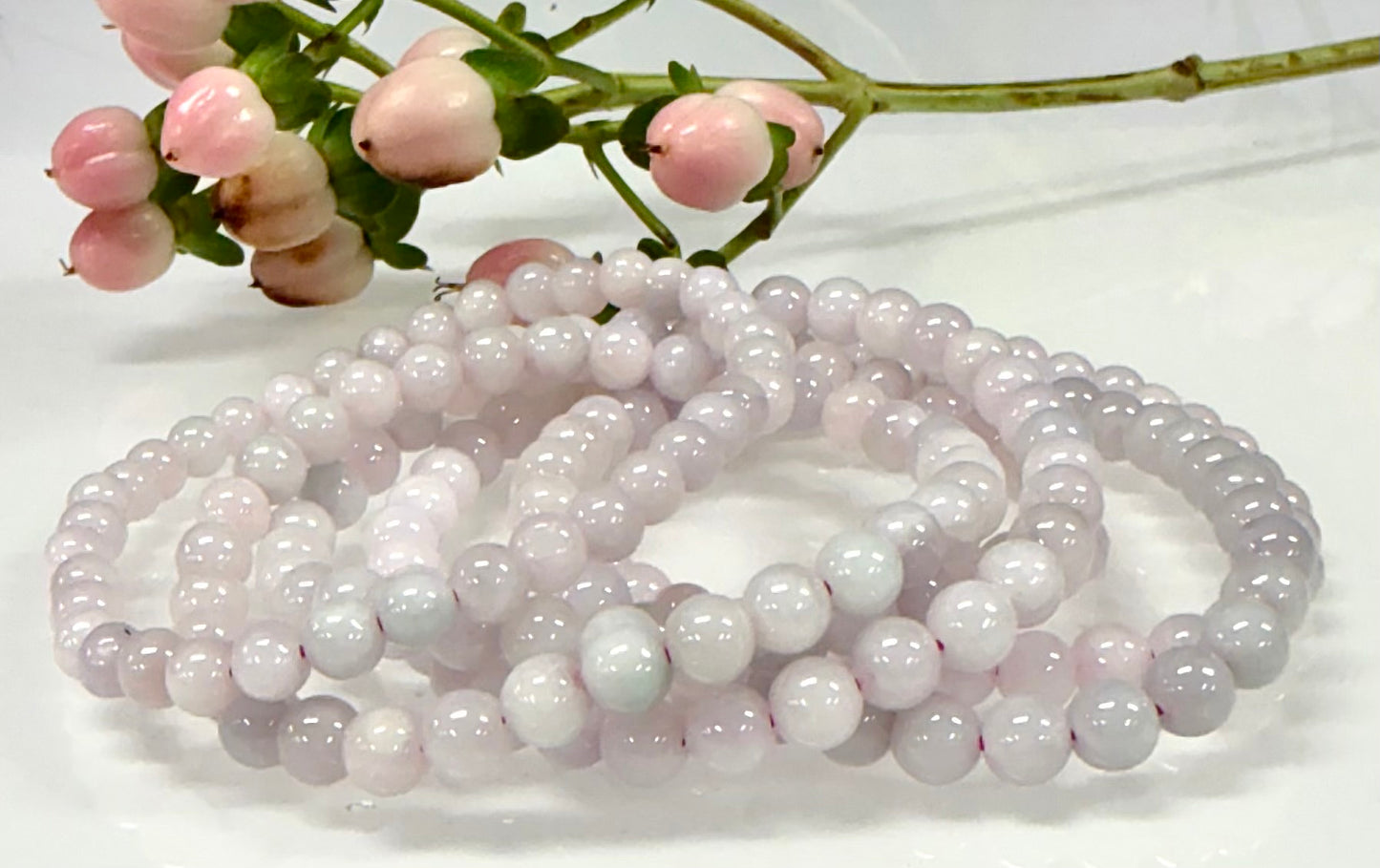 Wholesale 6 Pcs Natural Burma Pink Jade Jadeite 6mm 7.5” Crystal Healing Stretch Bracelet