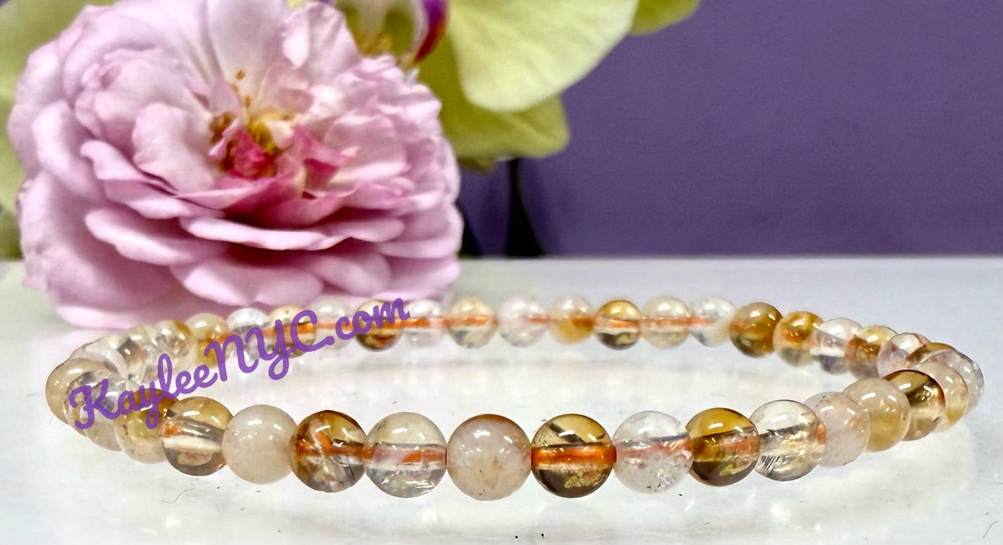 Wholesale Lot 6 Pcs Citrine 4mm 7.5” Crystal Healing Stretch Bracelet