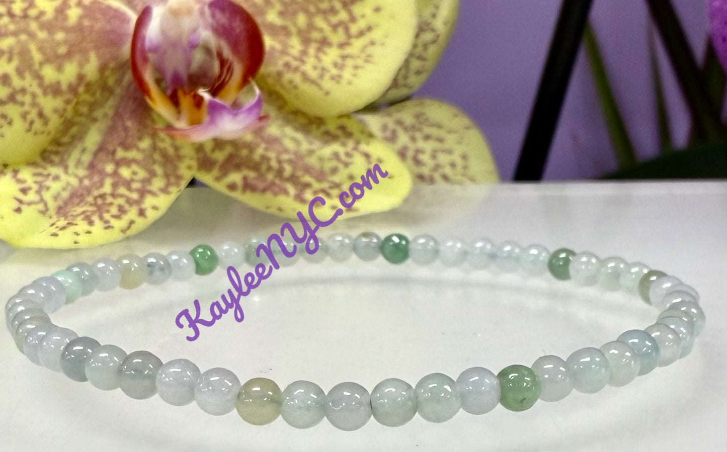 Wholesale Lot 6 Pcs Natural Jade 3.8mm 7.5” Crystal Healing Stretch Bracelet