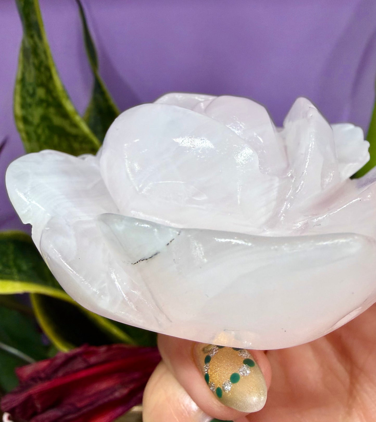 4-5 PCs Natural Mangano Calcite Flowers Carving Crystals Healing Energy