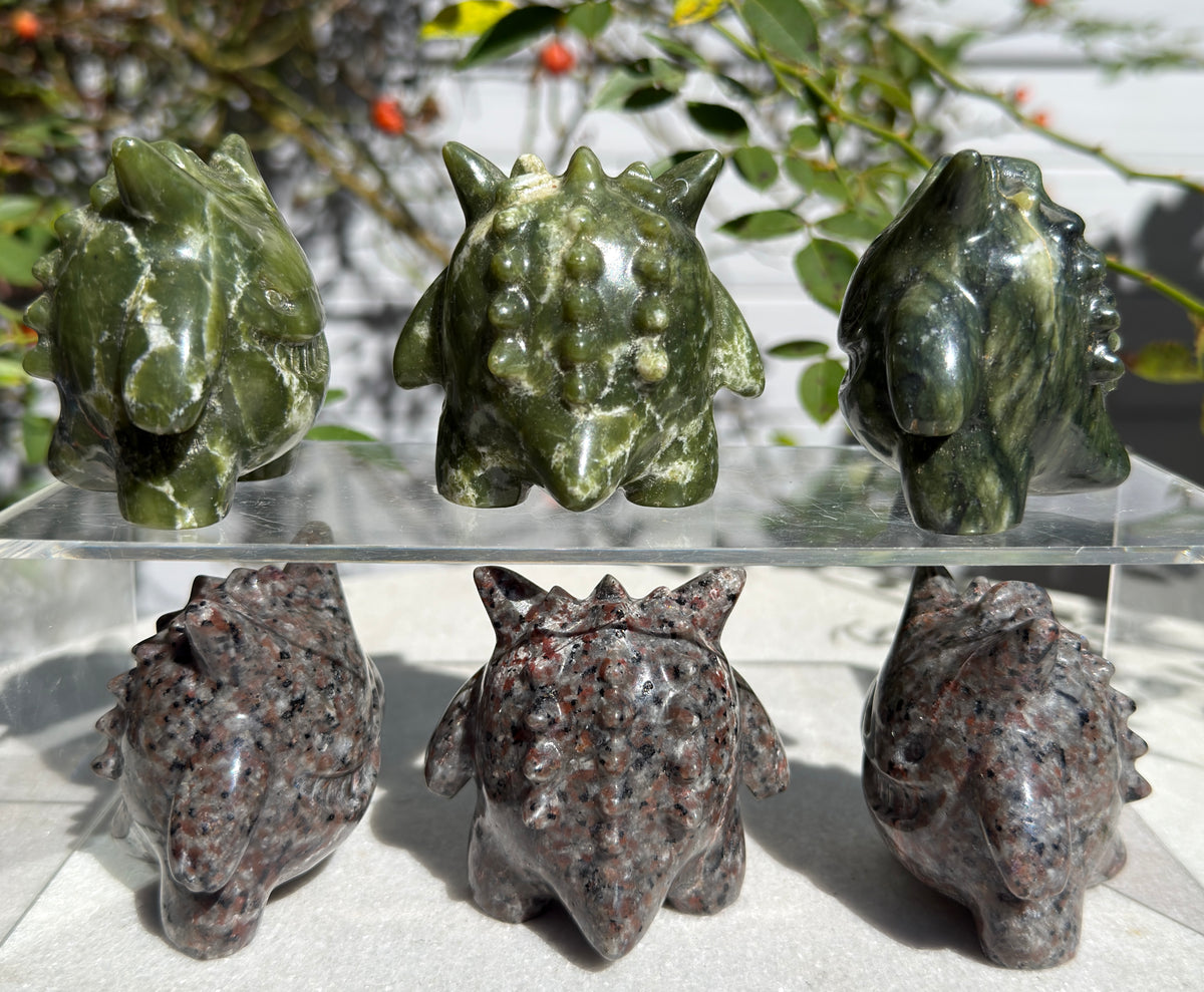 Wholesale Lot 6 PCs Natural Nephrite Jade & Yooperlite Cartoon Monster Ghost Jangar Crystal Healing Energy