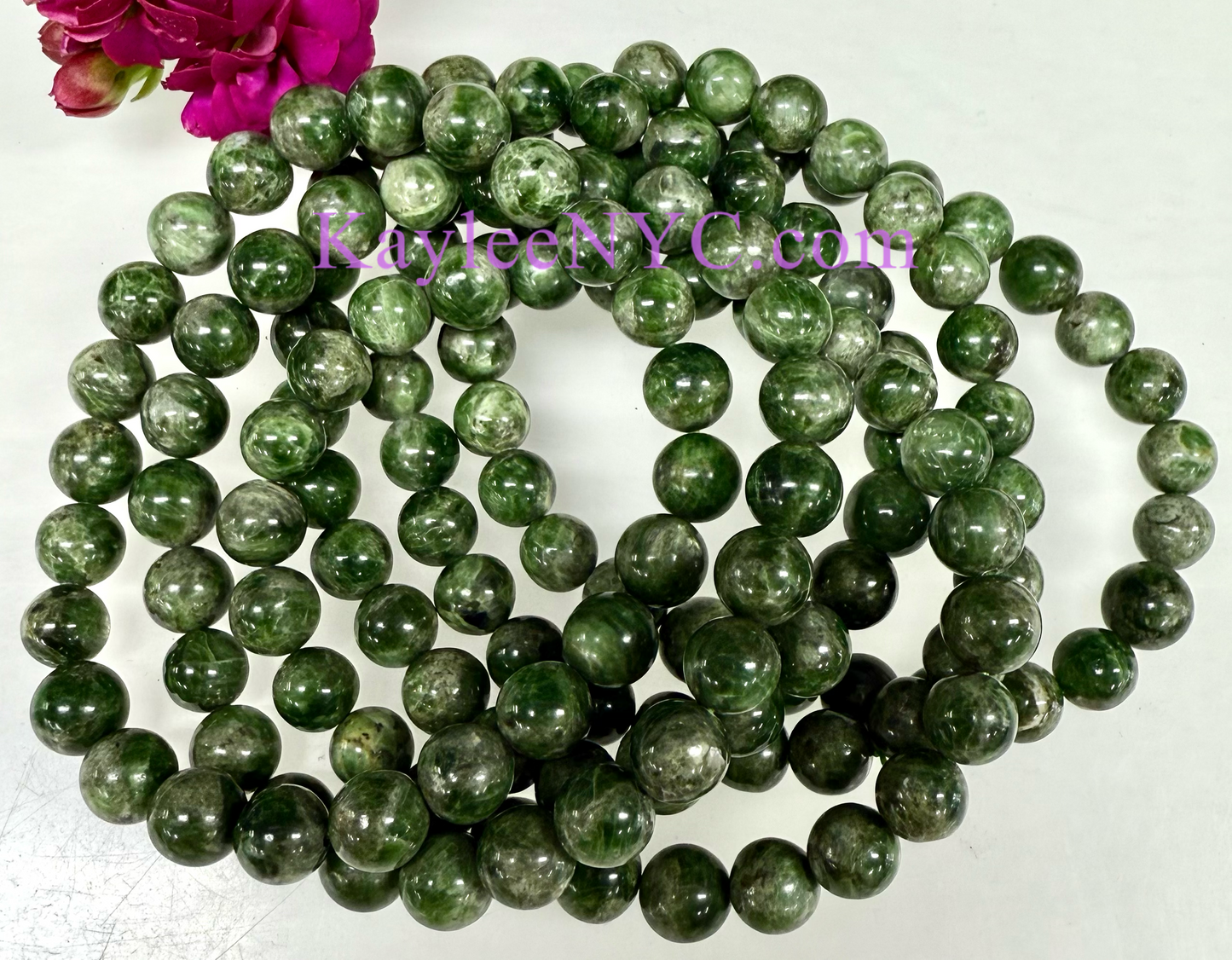 6 PCs 8mm Natural Diopside Stretch Bracelet 7.5”