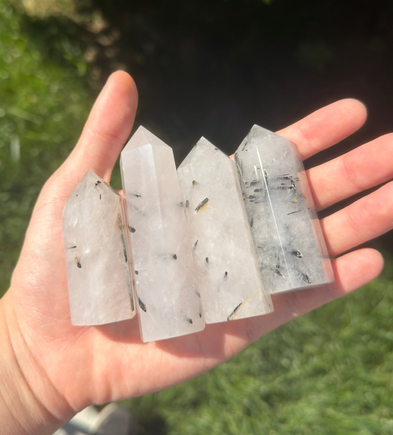 Wholesale Lot 1 Lb Natural Tourmalinated Quartz Obelisk Tower Point Crystal Healing 6-8 pcs