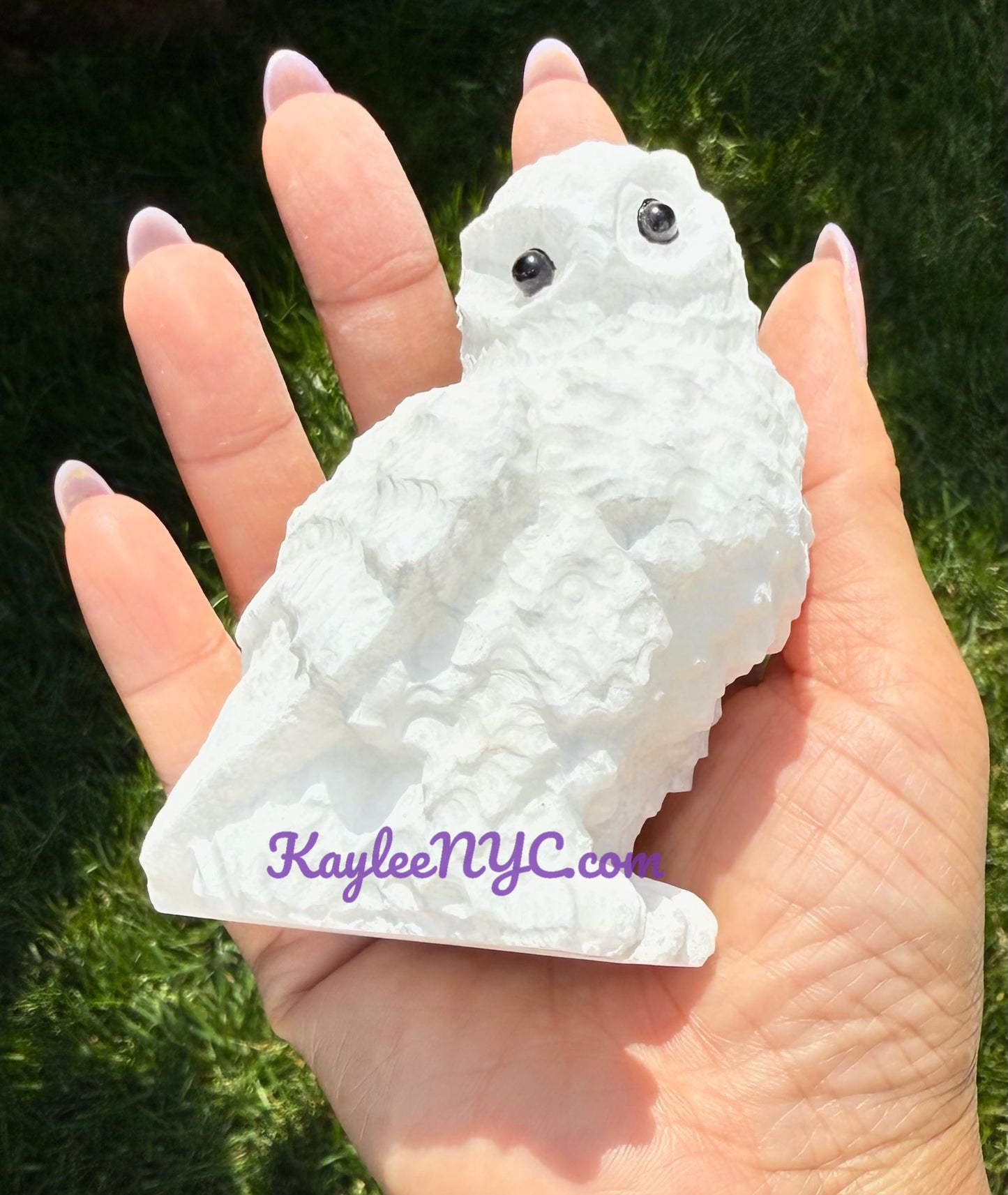 3 PCs Natural Snow Quartz Owls Crystals Healing Energy