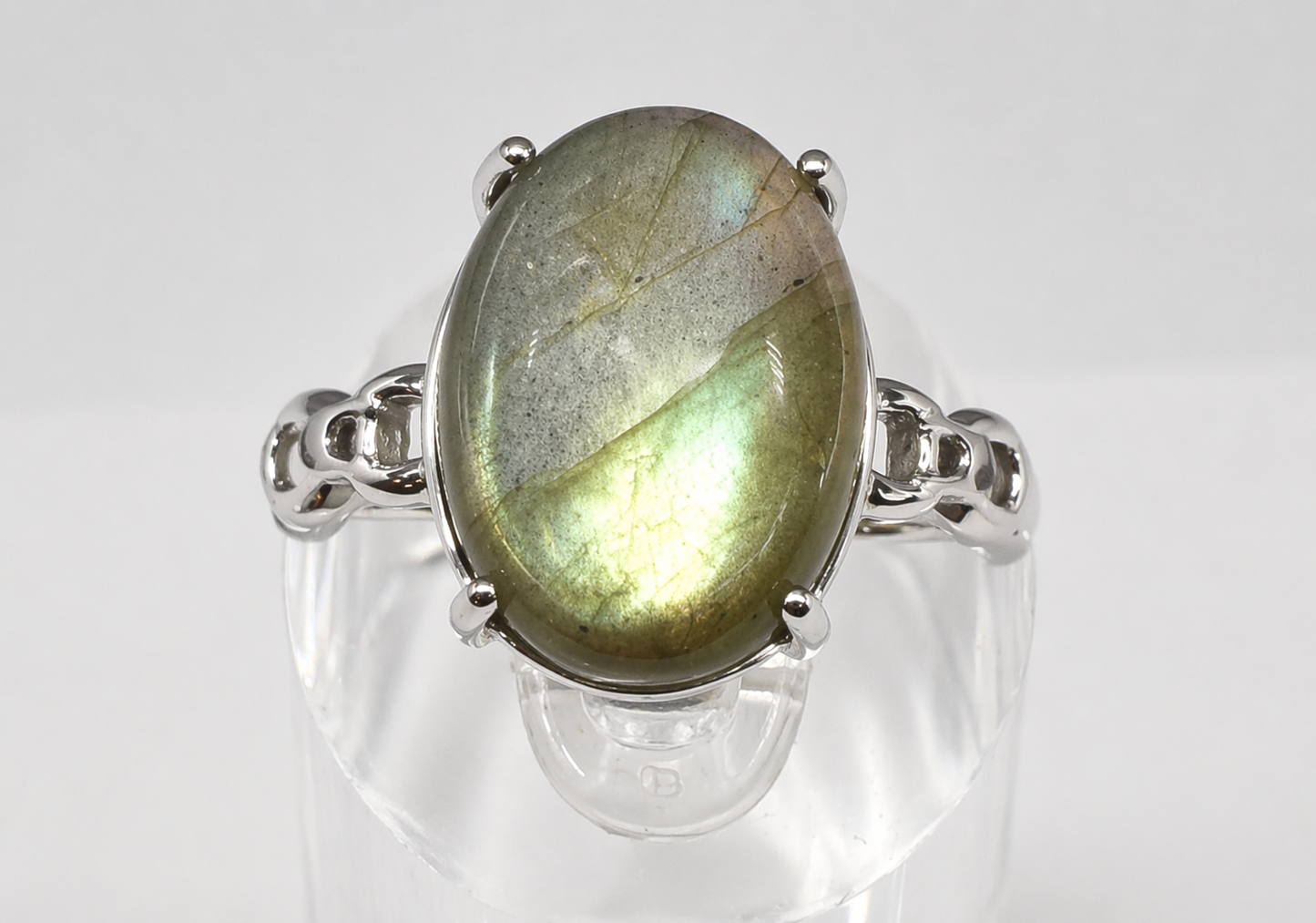 Wholesale Lot 7 pcs Natural Labradorite Stainless Steel Ring 12x16mm