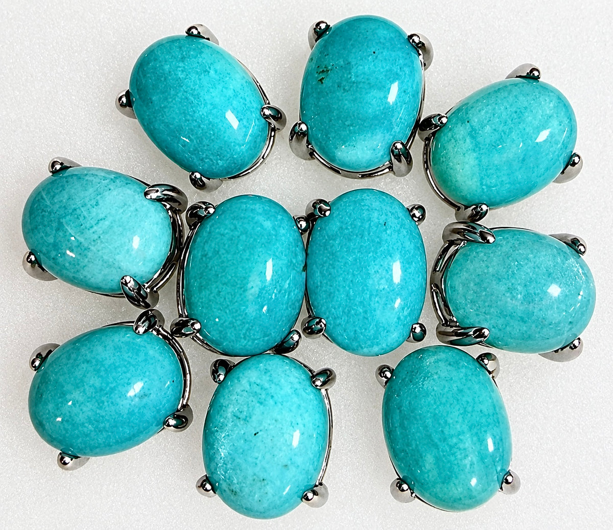 Wholesale Lot 5 Pairs Natural Amazonite Sterling Silver(925) Earring Studs 7x9mm