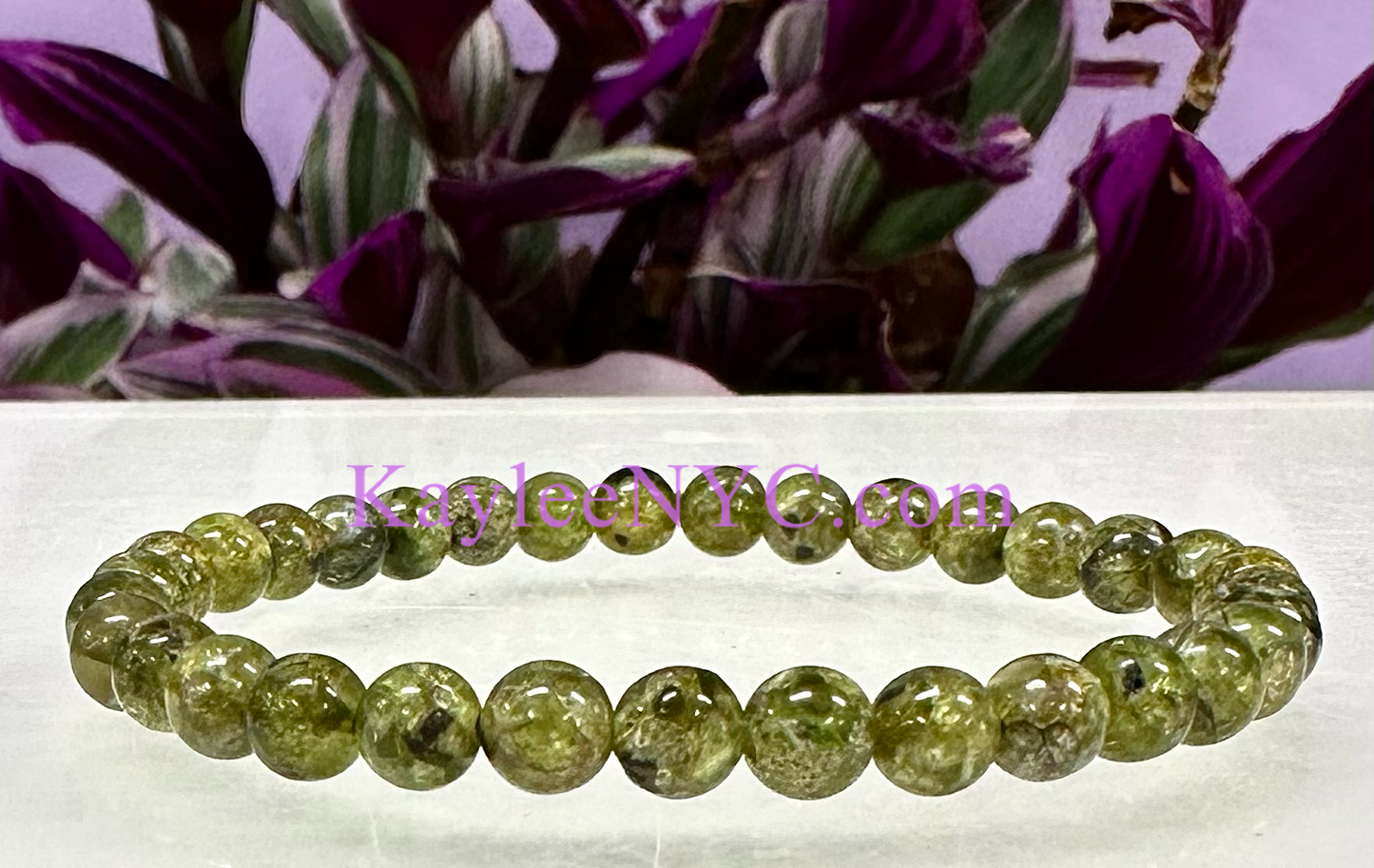 6pcs 4mm Natural Peridot Stretch Bracelet 7.5”