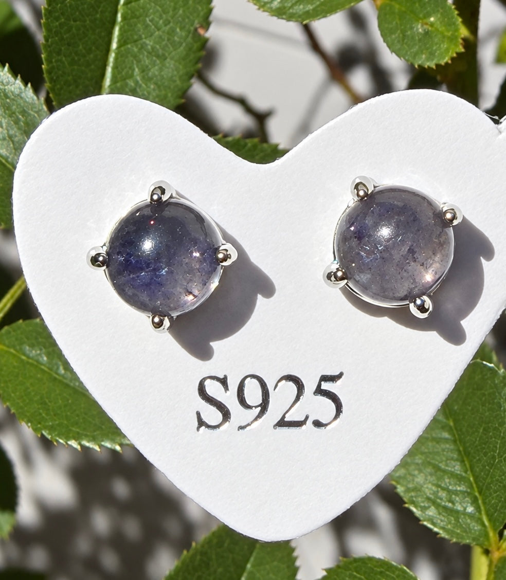 Wholesale Lot 5 Pairs Natural Iolite Earring Studs 6mm round Crystal Healing Energy