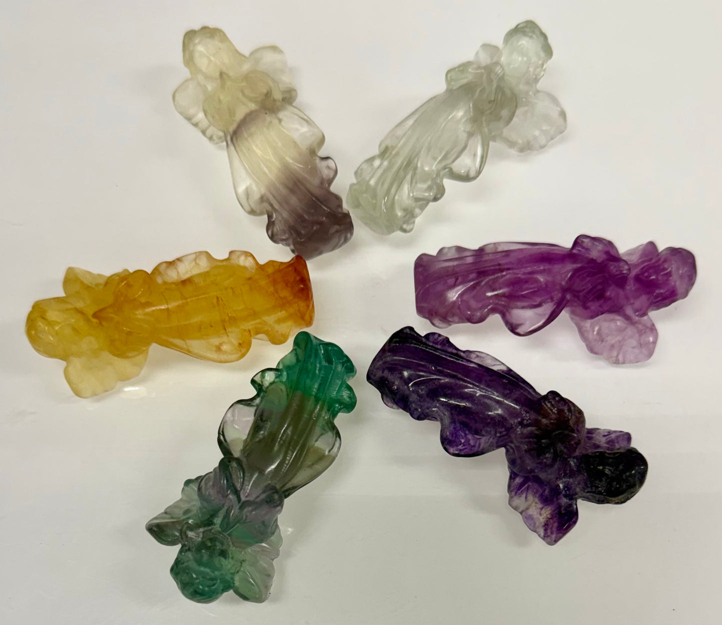 Wholesale Lot 6 PCs Natural Fluorite Angels Crystal Healing Energy