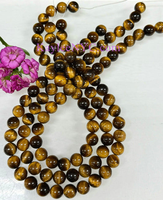 3 strands 10mm Natural Tiger Eye Beads Crystal Healing Energy