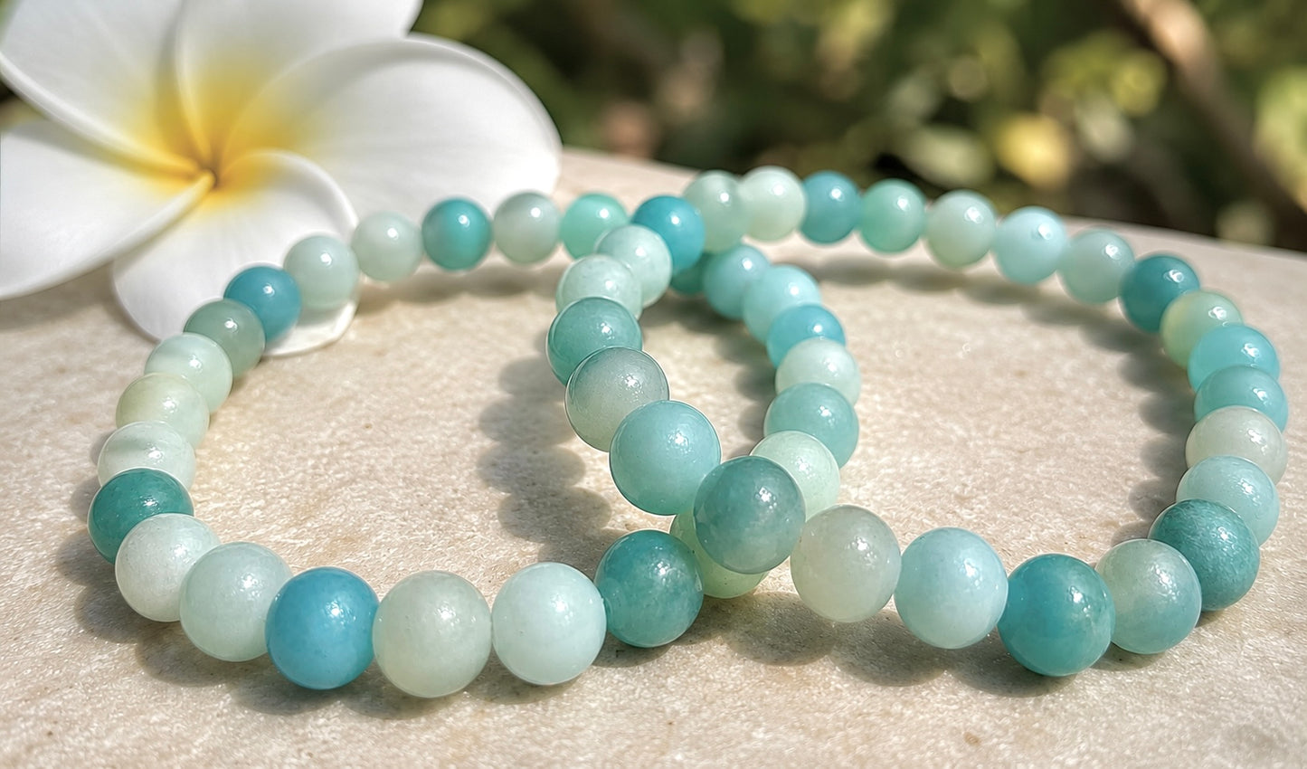 Wholesale 6 Pcs Natural Amazonite Bracelet 8mm 7.5” Healing Energy Crystal