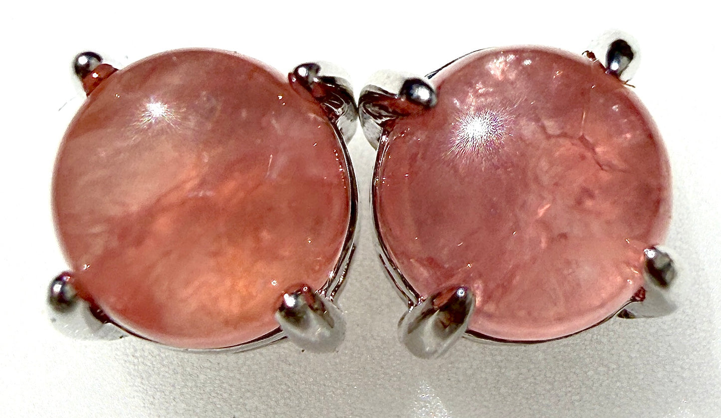 Wholesale Lot 5 Pairs Natural Rhodochrosite Stud Earrings Sterling Silver(925) 6mm