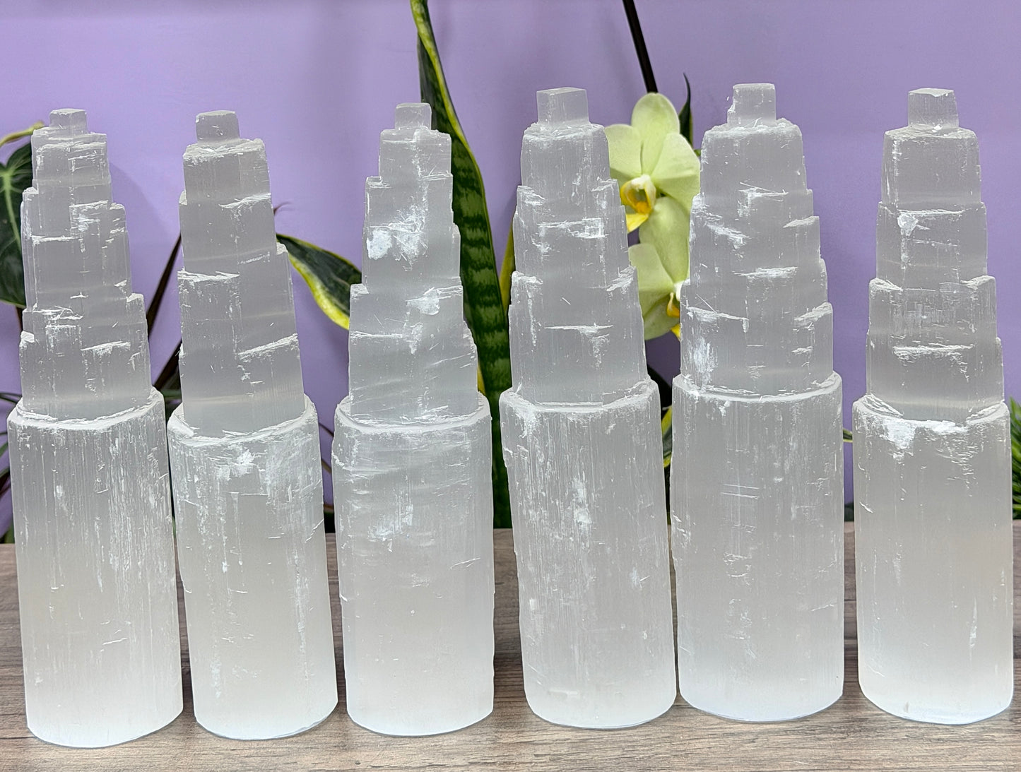 Wholesale Lot 6 pcs Natural Selenite aka Satin Spar Cylinder Crystal Healing Energy ~20cm