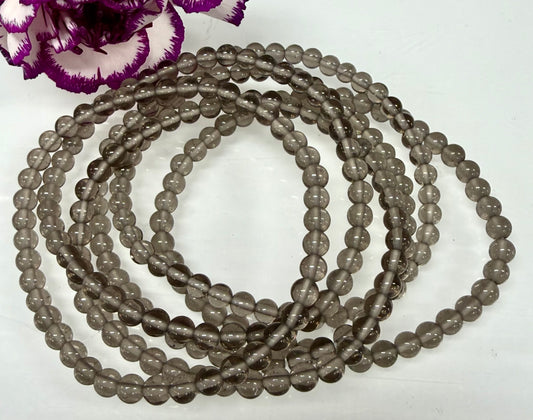 Wholesale Lot 6 Pcs Natural Ice Obsidian 4mm 7.5” Crystal Healing Stretch Bracelet