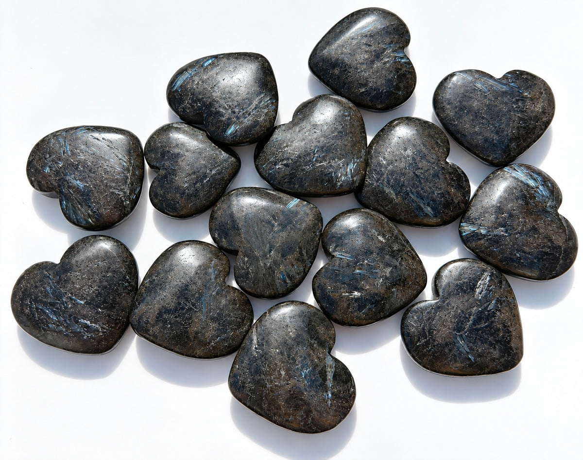 Wholesale 2 Lb Lot Natural Astrophyllite aka Arfvedsonite Heart Crystal Energy