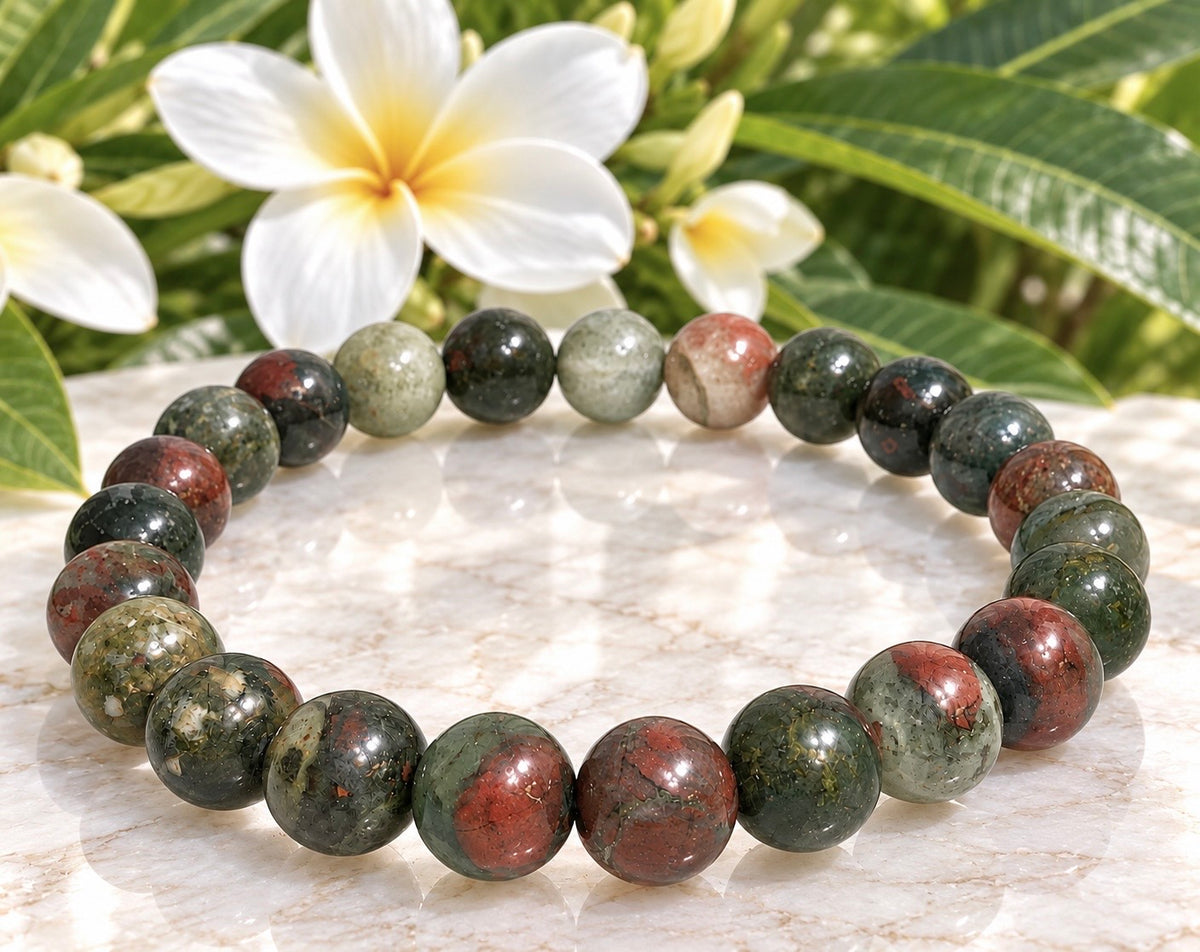 Wholesale Lot 6 Pcs Natural Bloodstone 8mm Crystal Healing Stretch Bracelet 7.5”