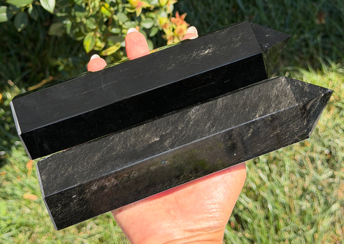 3 PCs large Black Obsidian Obelisk Tower Obelisk 4.4-4.7 lbs