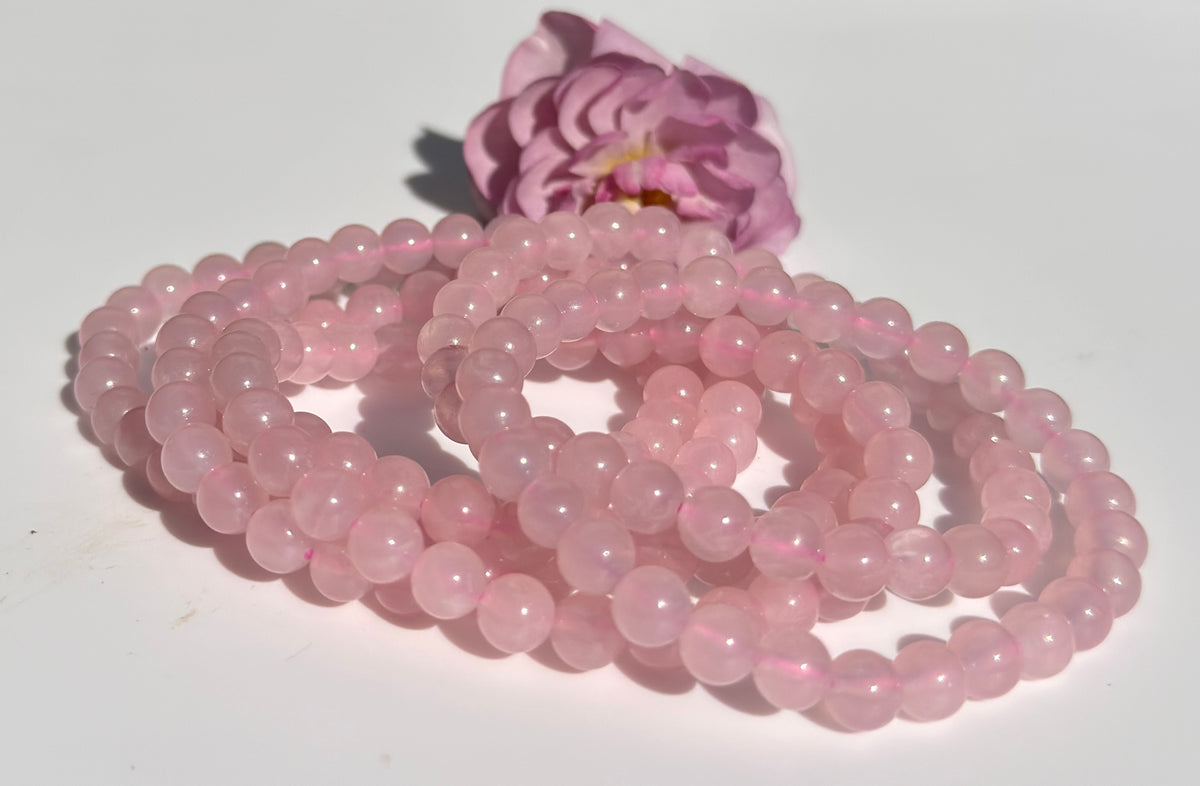 Wholesale Lot 6 Pcs Natural Rose Quartz 6mm 7.5” Crystal Healing Stretch Bracelet