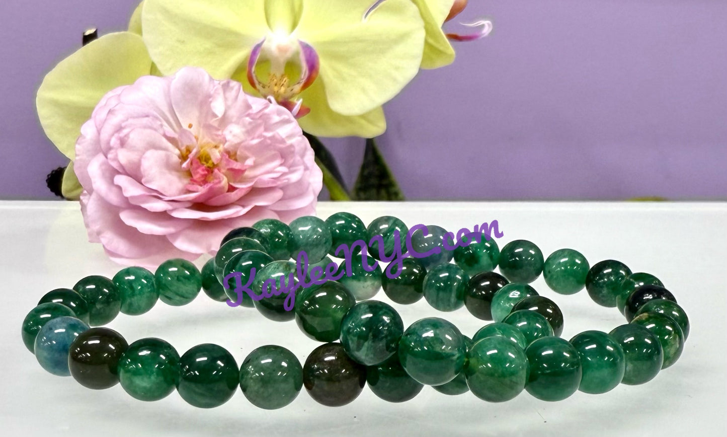 6pcs 8mm Natural Green Lepidolite Stretch Bracelet 7.5”
