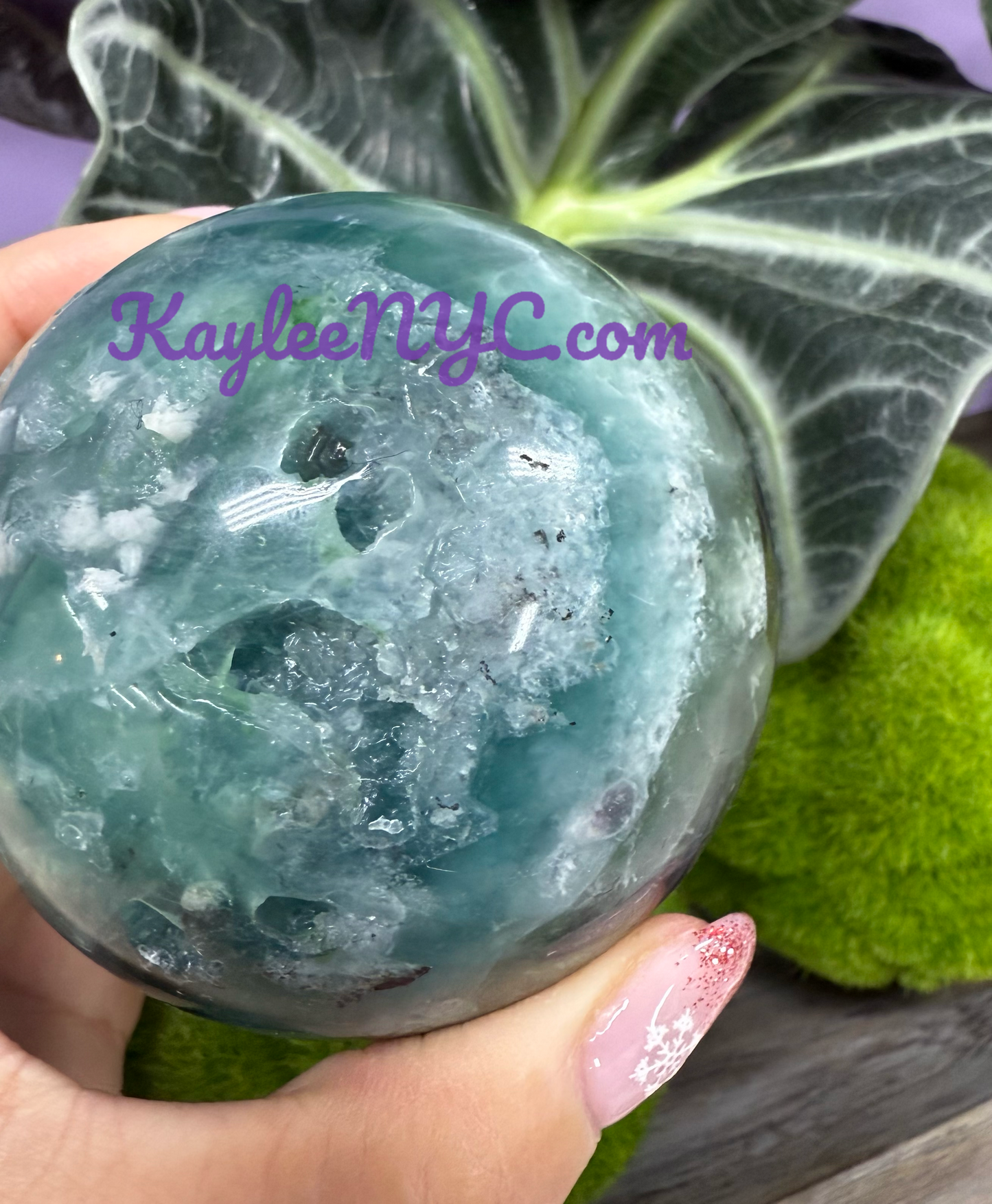 4 PCs Natural Feather Fluorite Sphere Crystals Healing Energy