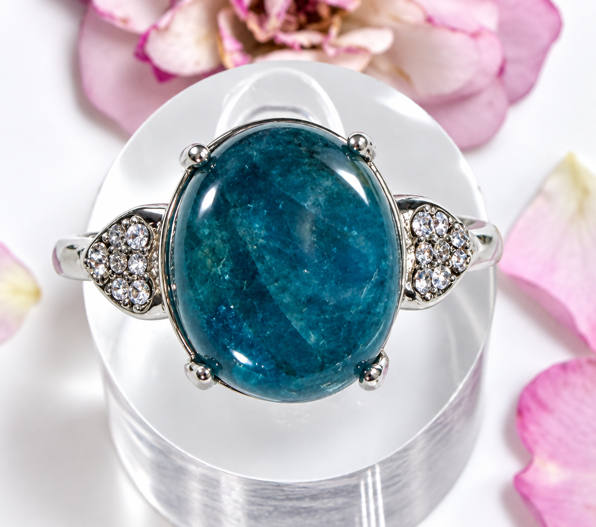 Wholesale Lot 7 pcs Natural Apatite Stainless Steel Ring 10x12mm