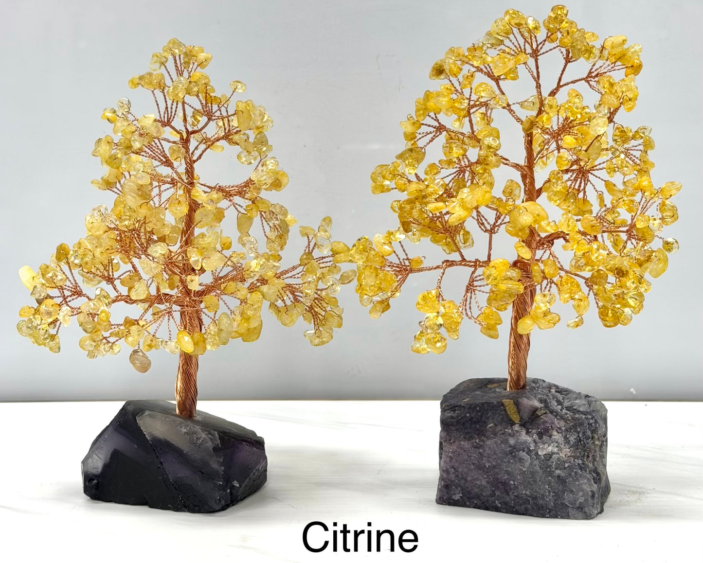 Wholesale Lot 5 Pcs Natural Crystal Tree with Fluorite Crystal Base Copper Wire
